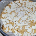 White chocolate sprinkled over base