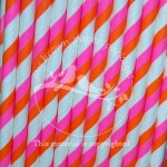 Paper Straws Pink Orange Stripe