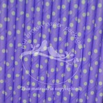 Paper Straws Purple Dots