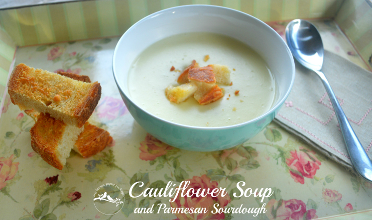 Cauliflower Soup and Parmesan Sourdough Platter